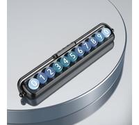 Placa de número de teléfono interior del vehículo con luz nocturna iluminada, diseño de inclinación de 19 grados para, panel de número giratorio oculto, marco ABS resistente + PVC (base negra)