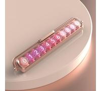 Placa de número de teléfono luminosa giratoria para el interior del automóvil, pantalla de estacionamiento de luz nocturna, ABS + PVC y reutilizable, se adapta a la mayoría de vehículos (base dorada)