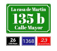 Placa de Número para Casa Personalizable, Aluminio, Múltiples colores, Estilo Calle Mayor