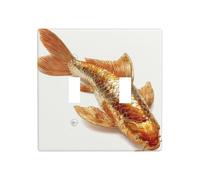 Placa de pared 3D con diseño de pez dorado sobre blanco, tamaño estándar, 11,4 x 11,4 cm