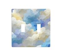 Placa de pared abstracta con textura similar a una nube, doble banda, decoración de interruptor de pared, tamaño estándar, 11,4 x 11,4 cm