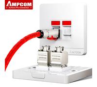 Placa de pared AMPCOM con conector Keystone STP CAT7 de 10 Gbps, módulo de aleación de zinc con bloqueo automático RJ45 y placa de pared de 86 mm Gris y 1 pieza Jack
