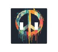 Placa de pared colorida con signo de esperanza de paz, doble banda, decoración de interruptor de pared, tamaño estándar, 11,4 x 11,4 cm