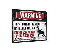 Placa de pared con advertencia de que esta propiedad está protegida por un interruptor Doberman Pinscher altamente entrenado, cubierta de interruptor de luz de 3 bandas