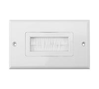 Placa de pared con cepillo - Estilo Decora, Inserto de paso de cable para cables, Correa de acceso de cable de una unidad, Toma de pared para HDTV, HDMI, Cables de altavoz, Cables coaxiales, Cables de