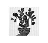 Placa de pared con diseño de cactus en una maceta, minimalista, de doble banda, decoración de interruptor de pared, tamaño estándar, 11,4 x 11,4 cm