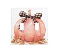 Placa de pared con diseño de calabaza con cinta negra de doble banda, decoración de interruptor de pared, tamaño estándar, 11,4 x 11,4 cm