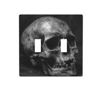 Placa de pared con diseño de calavera negra y gris, tamaño estándar, 11,4 x 11,4 cm