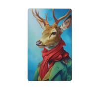 Placa de pared con diseño de ciervo con bufanda roja de la era victoriana de un solo toque, cubierta decorativa para interruptor de luz, 1 banda para cocina, baño, tamaño 11,4 x 7 cm