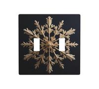 Placa de pared con diseño de copo de nieve dorado sobre negro, de doble banda, tamaño estándar, 11,4 x 11,4 cm