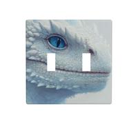 Placa de pared con diseño de dragón blanco con ojos azules, minimalista, doble banda, decoración para interruptor, tamaño estándar, 11,4 x 11,4 cm