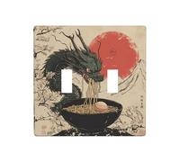Placa de pared con diseño de dragón japonés para comer ramen, doble banda, interruptor de pared, tamaño estándar, 11,4 x 11,4 cm