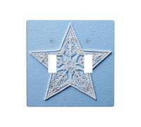 Placa de pared con diseño de encaje blanco de una estrella sobre azul, doble banda, tamaño estándar, 11,4 x 11,4 cm