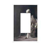 Placa de pared con diseño de esqueleto sentado en un inodoro para interruptor de luz, cubierta de placa frontal, 1 banda, decoración de receptáculo para el hogar, cocina, habitación, baño