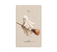 Placa de pared con diseño de fantasma en blanco volando sobre una escoba, cubierta decorativa para interruptor de luz, 1 banda para cocina, baño, tamaño 11,4 x 7 cm