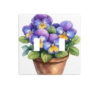 Placa de pared con diseño de flor en maceta de doble banda, diseño de acuarela, tamaño estándar, 11,4 x 11,4 cm