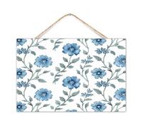 Placa de pared con diseño de flor mogol en palé de madera azul, letrero de jardín botánico, primavera, floral, madera, letrero para el hogar, 12 x 8 pulgadas, hojas de verano azules y blancas