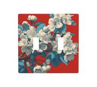 Placa de pared con diseño de flores blancas sobre plantas rojas, tamaño estándar, 11,4 x 11,4 cm