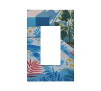 Placa de pared con diseño de gato blanco caminando a través de una cama, cubierta de placa frontal, 1 banda, decoración de receptáculo para el hogar, cocina, habitación, baño