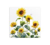 Placa de pared con diseño de girasoles amarillos de acuarela de doble banda, tamaño estándar, 11,4 x 11,4 cm
