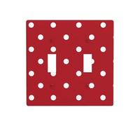 Placa de pared con diseño de lunares blancos sobre rojo, doble banda, decoración de interruptor de pared, tamaño estándar, 11,4 x 11,4 cm