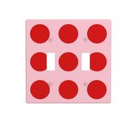Placa de pared con diseño de lunares rojos sobre rosa, tamaño estándar, 11,4 x 11,4 cm
