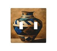 Placa de pared con diseño de maceta de arcilla antigua, estilo vintage, de doble banda, tamaño estándar, 11,4 x 11,4 cm