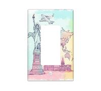 Placa de pared con diseño de mapa del mundo para interruptor de construcción de tierra, 1 banda, placa frontal eléctrica de aerolínea para decoración de dormitorio, baño, estatua de la libertad, placa