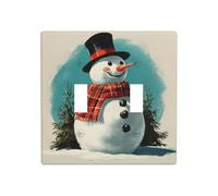 Placa de pared con diseño de muñeco de nieve retro de Navidad, tamaño estándar, 11,4 x 11,4 cm