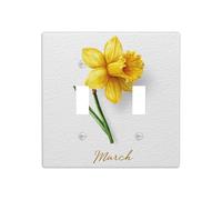 Placa de pared con diseño de narciso en acuarela, diseño de flores de marzo, doble banda, tamaño estándar, 11,4 x 11,4 cm