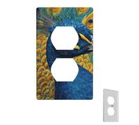 Placa de pared con diseño de pájaro y pavo real, cubierta decorativa para interruptor de pared, cubierta de interruptor de 1 banda, cubierta de salida de borde, placa de interruptor de palanca para