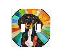 Placa de pared con diseño de perro salchicha de doble banda, de vidrio coloreado, tamaño estándar, 11,4 x 11,4 cm