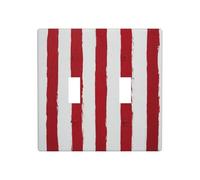 Placa de pared con diseño de rayas rojas sobre blanco, minimalista, de doble banda, tamaño estándar, 11,4 x 11,4 cm