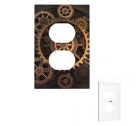Placa de pared con engranajes de reloj de bronce, placas de pared decorativas para pared, 1 placa de interruptor de banda, placa de interruptor de luz, cubierta de enchufe para dormitorio, cubierta de