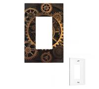 Placa de pared con engranajes de reloj de bronce, placas de pared decorativas para pared, 1 placa de interruptor de banda, placa de interruptor de luz, cubierta de enchufe para dormitorio, cubierta de