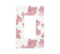 Placa de pared con estampado de vaca rosa claro y blanco, cubierta de placa frontal, 1 banda, decoración de receptáculo para el hogar, cocina, habitación, baño
