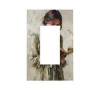 Placa de pared con interruptor de luz vintage de mujer joven leyendo un libro antiguo, cubierta de placa frontal, 1 banda, decorador, receptáculo, para decoración del hogar, cocina, habitación, baño