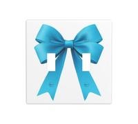 Placa de pared con lazo azul sobre blanco, doble banda, para interruptor de pared, tamaño estándar, 11,4 x 11,4 cm