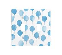 Placa de pared con patrón de globo azul claro, doble banda, decoración de interruptor de pared, tamaño estándar, 11,4 x 11,4 cm