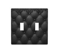Placa de pared con patrón de piel negra, doble banda, para interruptor de pared, tamaño estándar, 11,4 x 11,4 cm