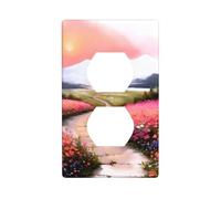 Placa de pared de 4.5 x 2.75 pulgadas, diseño de camino lleno de flores, material de policarbonato duradero, resistente al calor y a la decoloración, fácil de limpiar, tamaño estándar