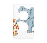 Placa de pared de 4.5 x 2.75 pulgadas, diseño de elefante WHJSHOP comiendo pizza, material de policarbonato duradero, resistente al calor y a la decoloración, fácil de limpiar, tamaño estándar