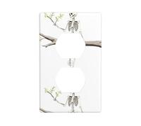 Placa de pared de 4.5 x 2.75 pulgadas, esqueleto de MSRHIUEF en una rama_108045239, material de policarbonato duradero, resistente al calor y a la decoloración, fácil de limpiar, tamaño estándar