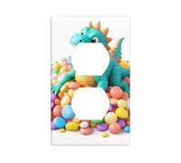 Placa de pared de 4.5 x 2.75 pulgadas, juguete de dinosaurio WHJSHOP en un montón de patrón de caramelo, material de policarbonato duradero, resistente al calor y a la decoloración, fácil de limpiar