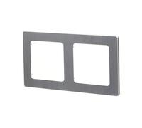Placa de pared de aluminio con 2 llaves, plateada, ideal para controlar luz y energía en instalaciones eléctricas.
