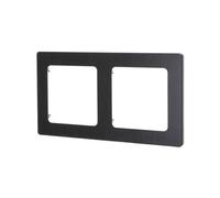 Placa de pared de aluminio negra, 2 llaves, diseño moderno; ideal para instalaciones eléctricas y decoración de interiores.
