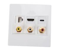 Placa de Pared de Interfaz Multimedia HD, 18 GBPS 3 HDMI CAT6 Tipo C, Compatible con HDMI Versión 2.0, para Proyector de TV de Computadora, Evita el Desorden en la Pared,