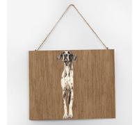 Placa de pared de madera con diseño de perro peeking big danés, adorable ilustraciones caninas, letrero de madera para el hogar, 10 x 12 pulgadas, adorable arte de pared, arte de pared, decoración de