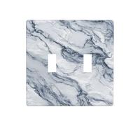 Placa de pared de mármol de lujo de color gris blanco y gris con doble interruptor, tamaño estándar, 11,4 x 11,4 cm