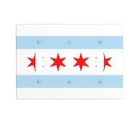 Placa de pared de policarbonato irrompible con diseño de bandera de Chicago de 3 bandas, resistente al calor, decoración para el hogar
